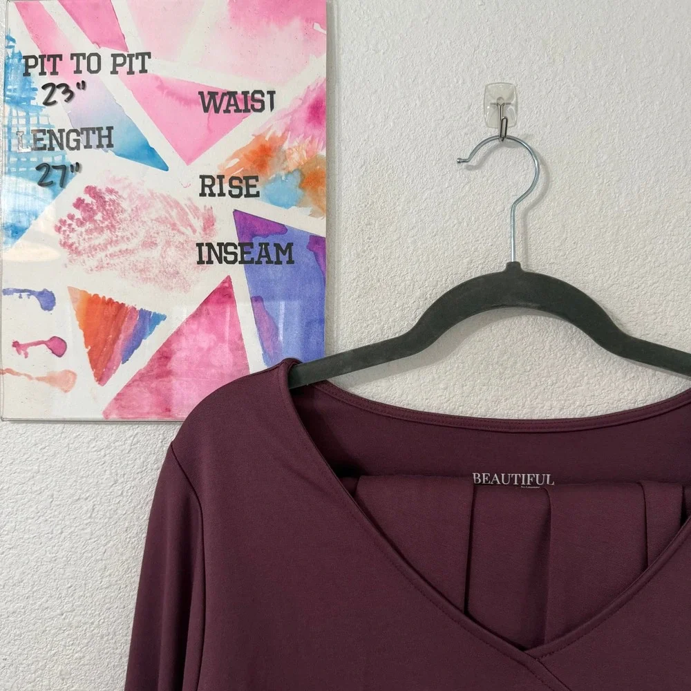 Beautiful by Lawrence Zarian Womens 1X Plum 2-Piece Skirt Set Minimalist Career
